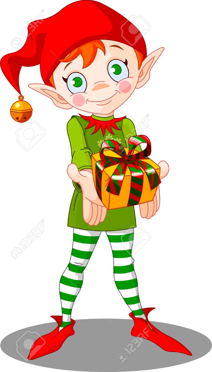 Cute Lutin De Noel En Cadeau Clip Art Libres De Droits Vecteurs Et Illustration Image
