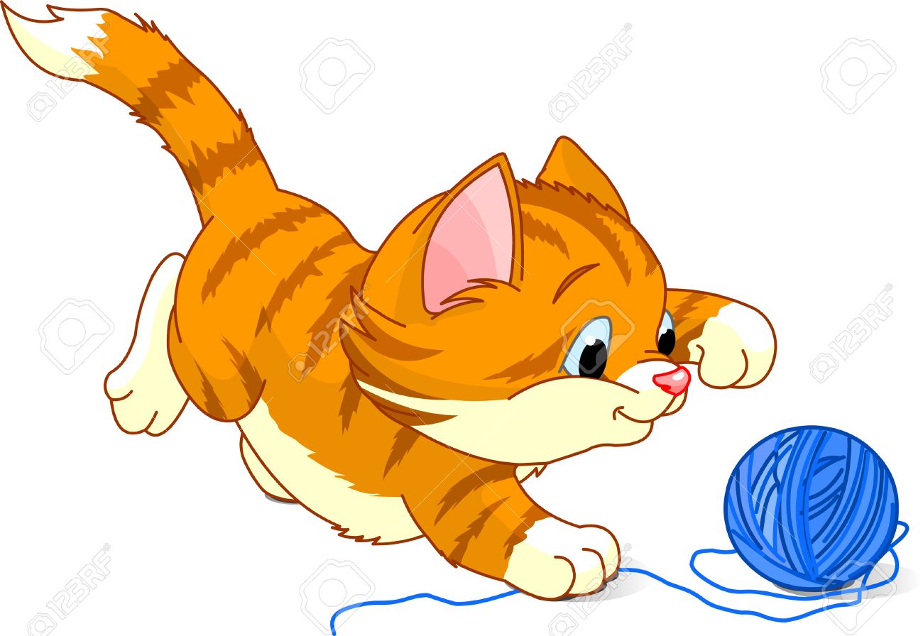 cat playing with wool