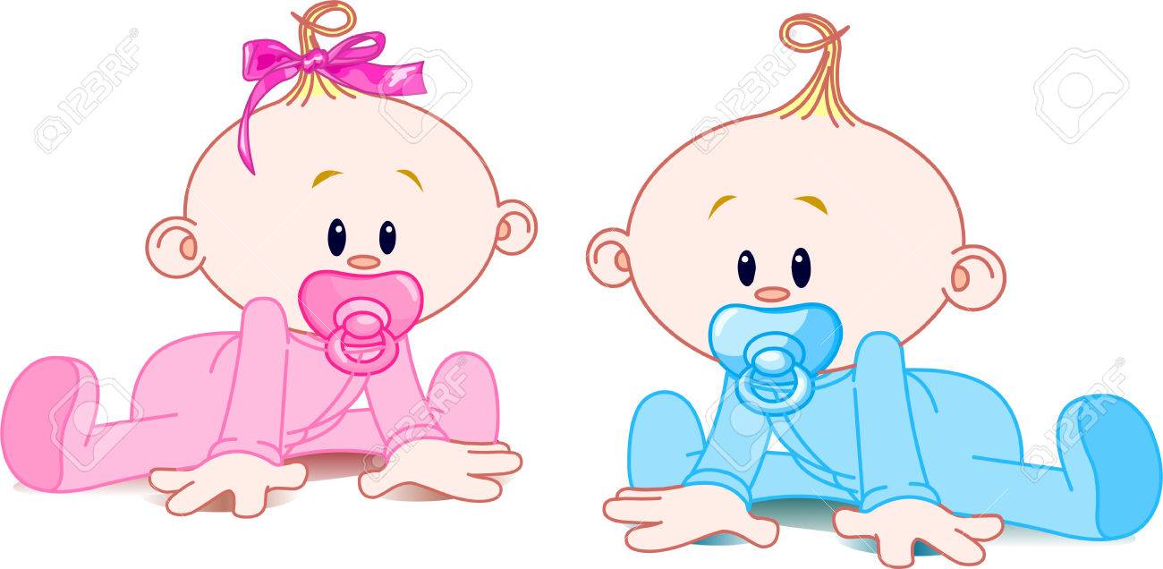 Two adorable babies - the girl with bow and the boy. - 4702288 Two adorable babies - the girl with bow and the boy. - 4702288