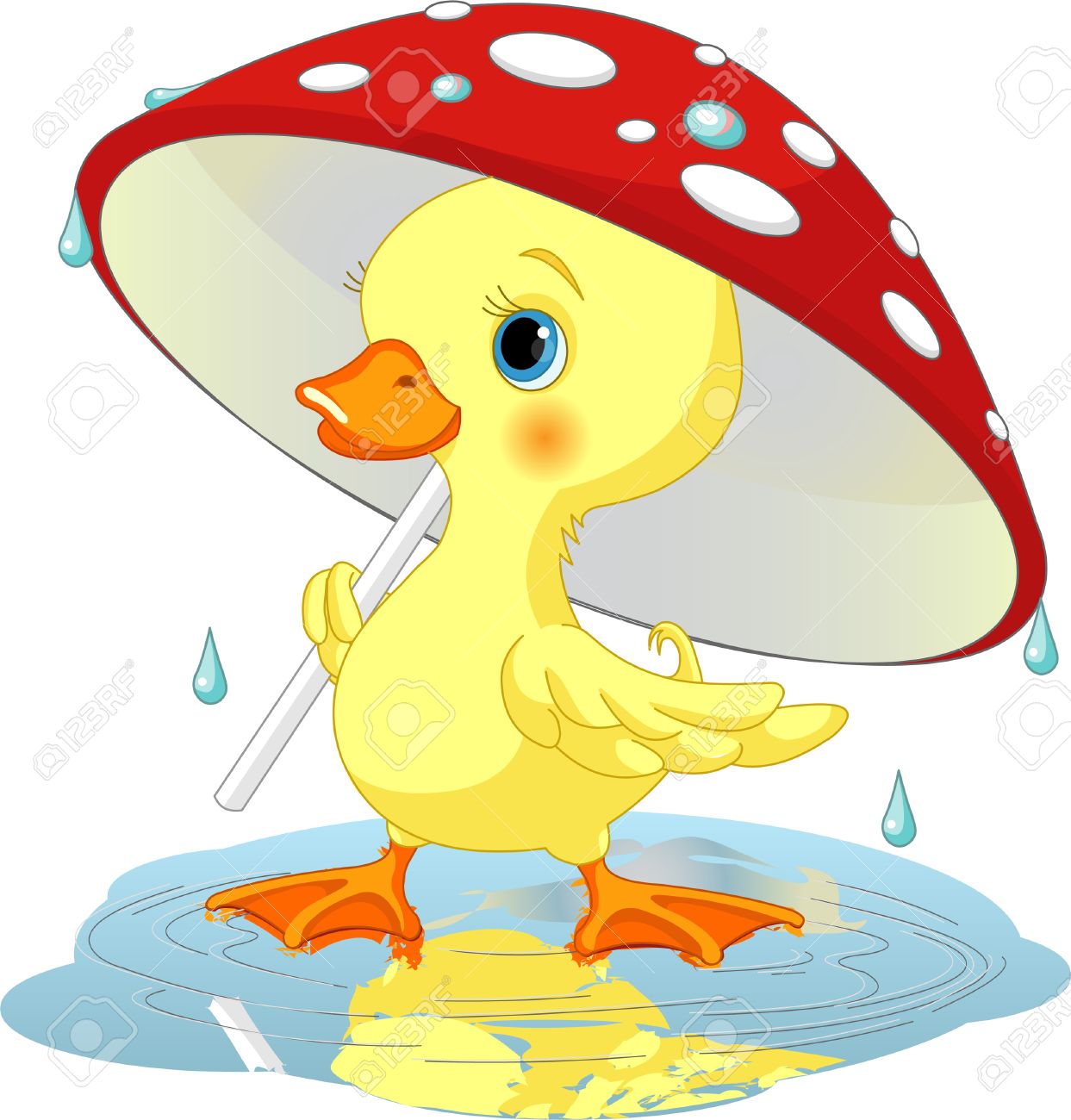 きのこの傘の下でかわいいアヒルの子を着て雨ギアします のイラスト素材 ベクタ Image きのこの傘の下でかわいいアヒルの子を着て雨ギアします のイラスト素材 ベクタ Image