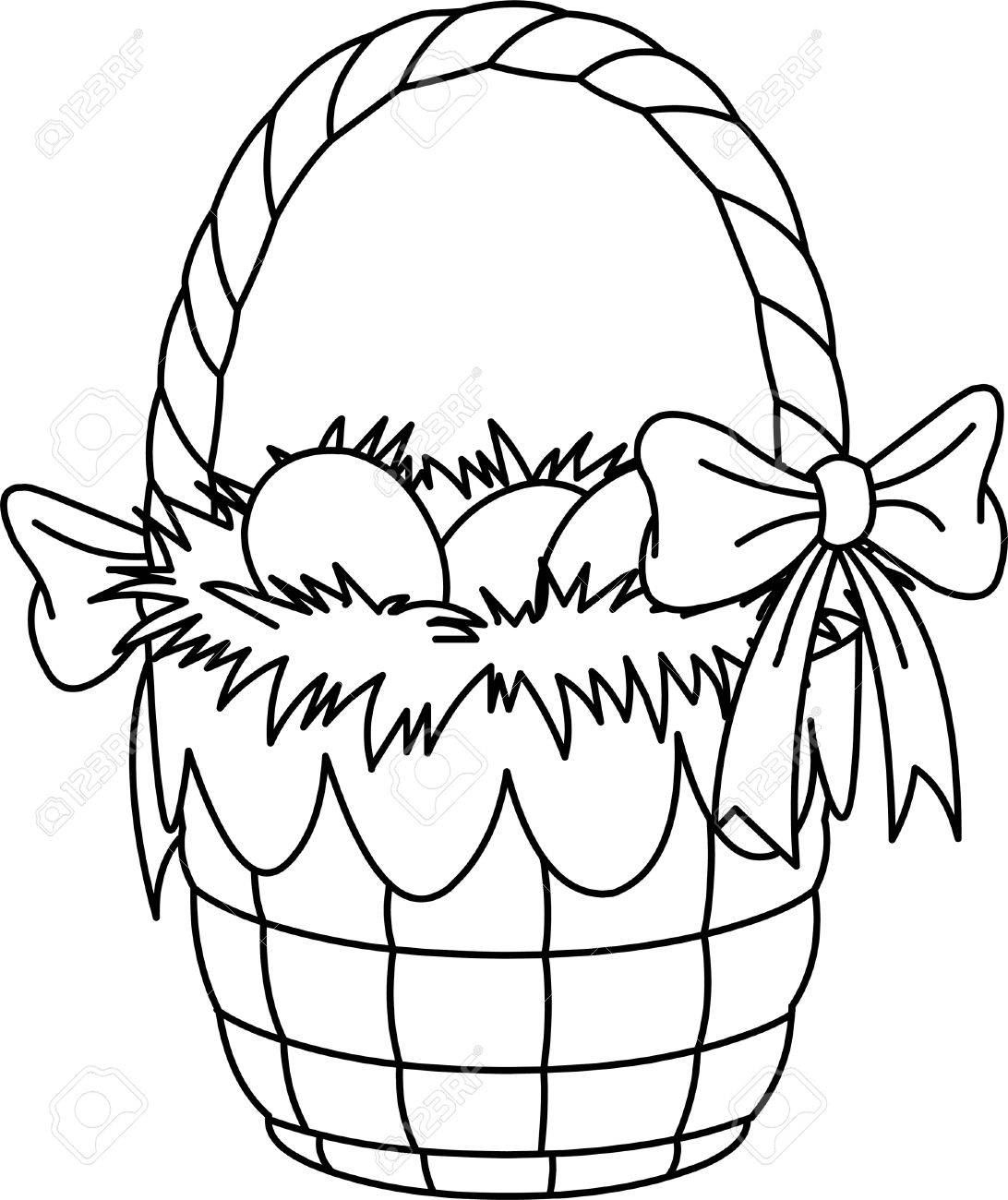 pretty easter basket coloring page royalty free cliparts vectors