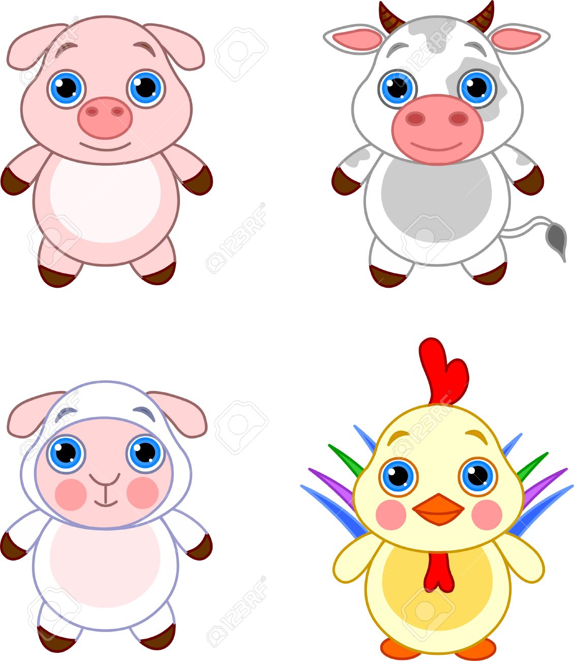 Conjunto De Animales De Granja De Lindo Bebé Gracioso Ilustraciones Vectoriales Clip Art Vectorizado Libre De Derechos Image 6608499