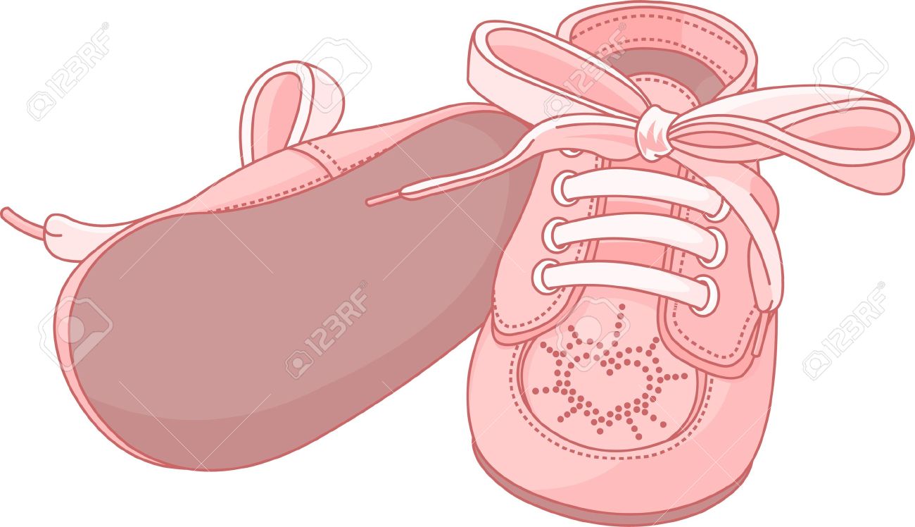 Chaussures Bebe Rose Sur Fond Blanc Clip Art Libres De Droits Vecteurs Et Illustration Image