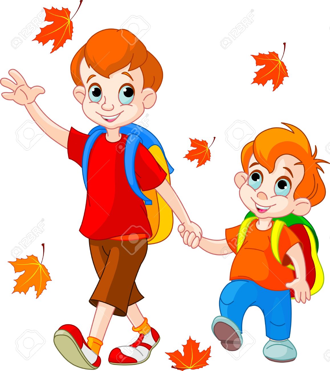 Illustration of two boys go to school - 10343469 Illustration of two boys go to school - 10343469