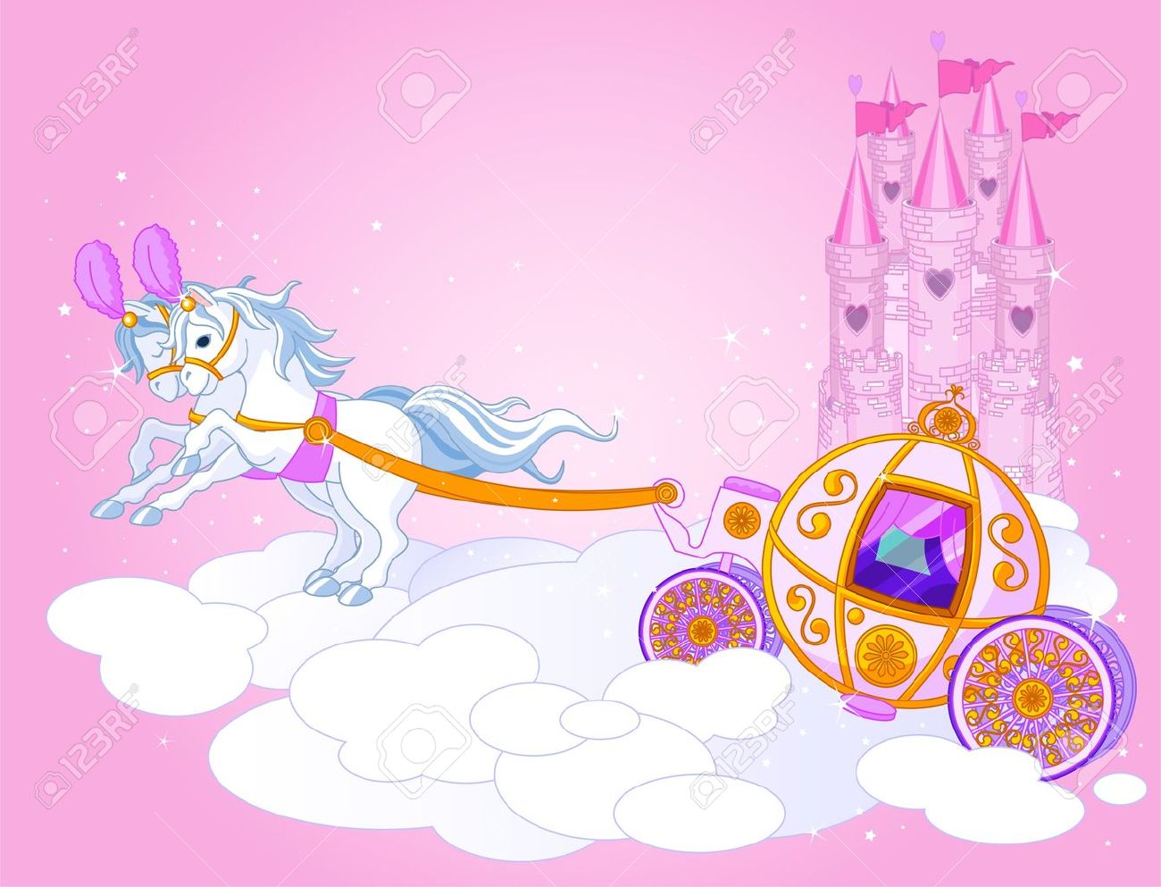 Illustration Of A Fairy Tale Carriage In The Sky Royalty Free Cliparts Vectors And Stock Illustration Image