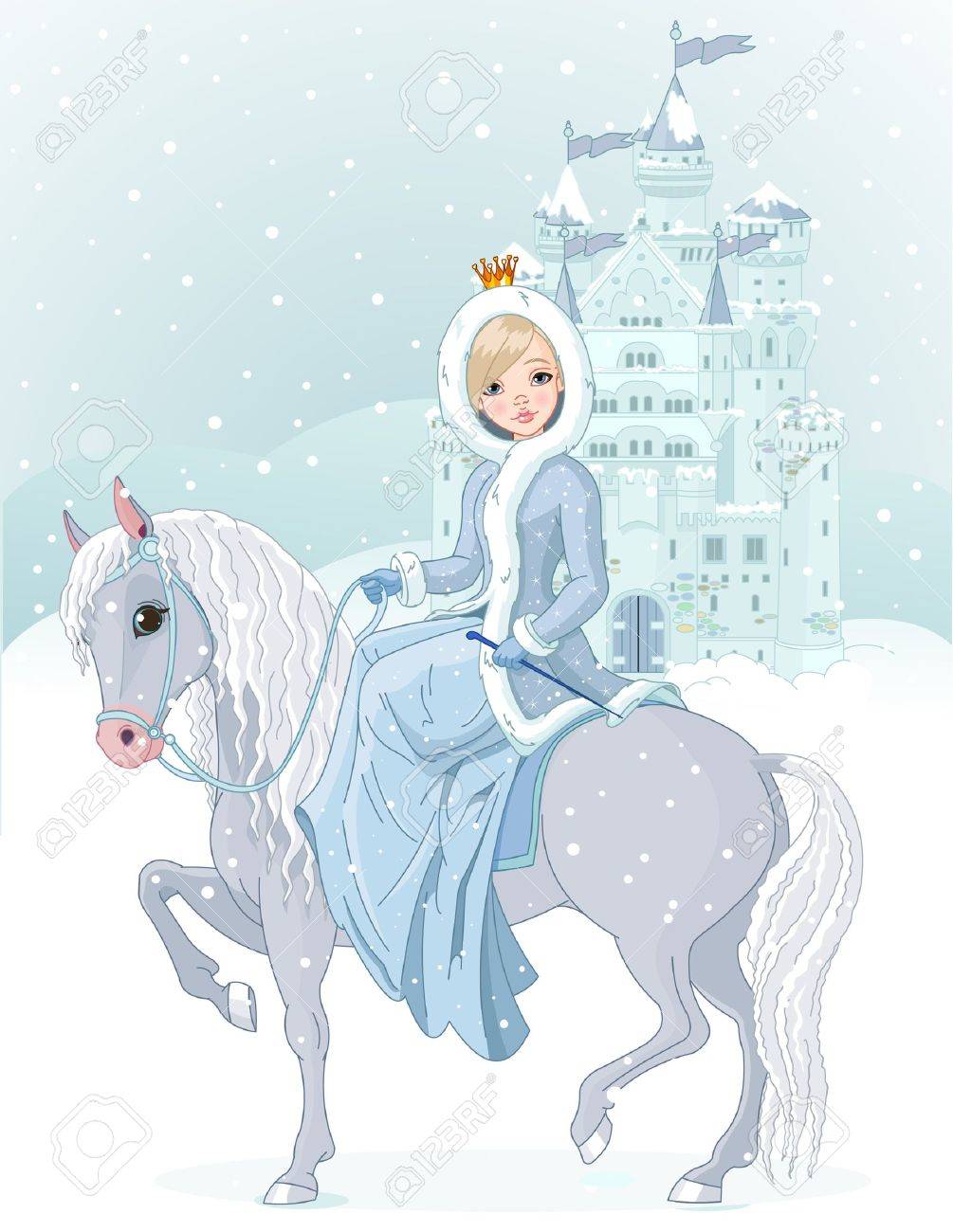 冬の美しい王女乗馬馬のデザイン のイラスト素材 ベクタ Image 1612