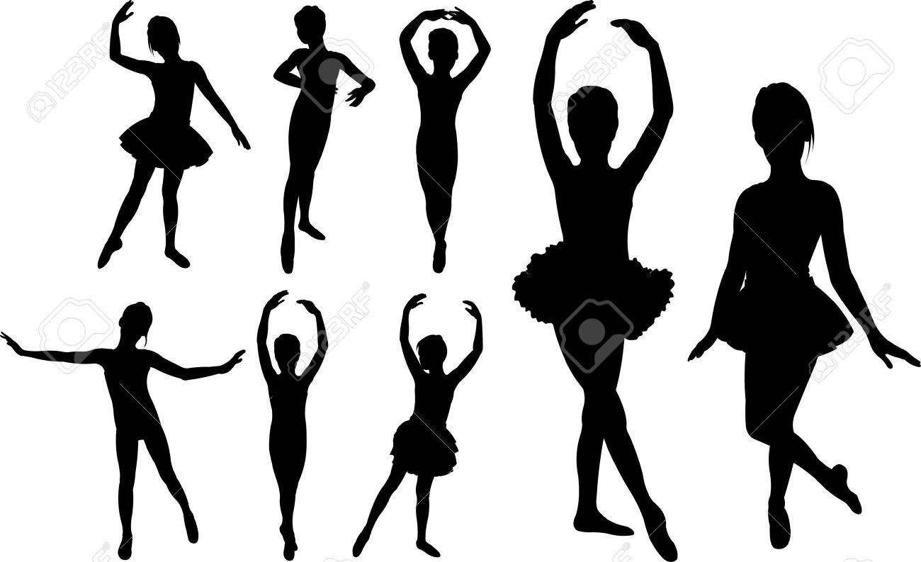 バレエ少女ダンサー シルエットのセットのイラスト素材 ベクタ Image