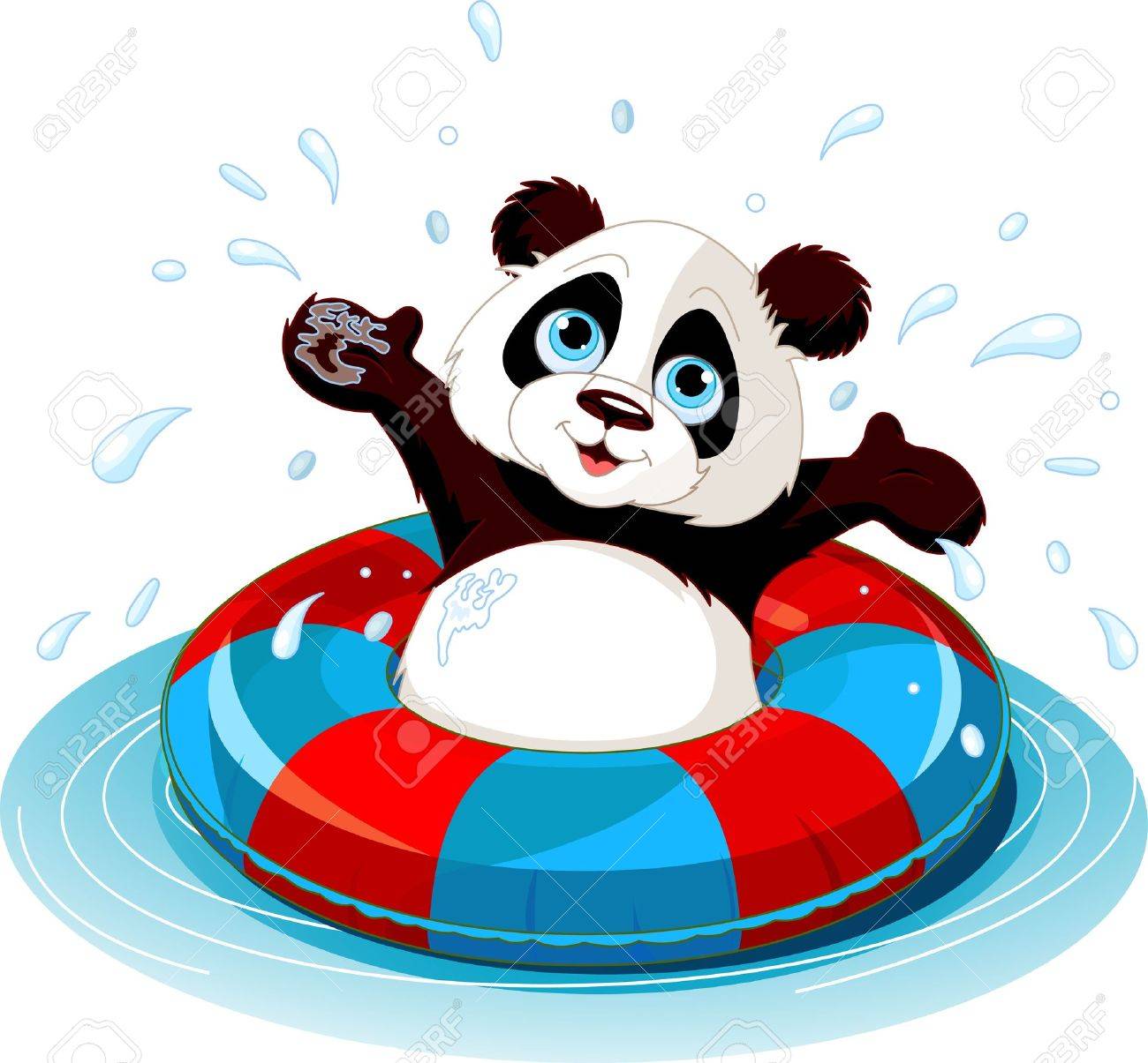 Summer fun Panda swimming - 13244997 Summer fun Panda swimming - 13244997
