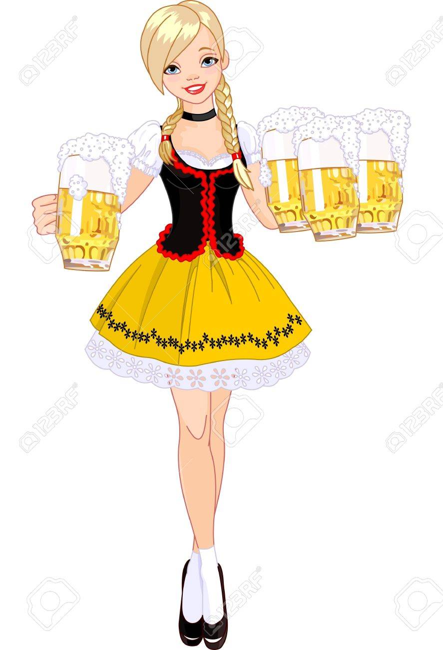 Illustration Of Funny German Girl Serving Beer Royalty Free SVG, Cliparts,  Vectors, and Stock Illustration. Image 14095705., image size:887x1300