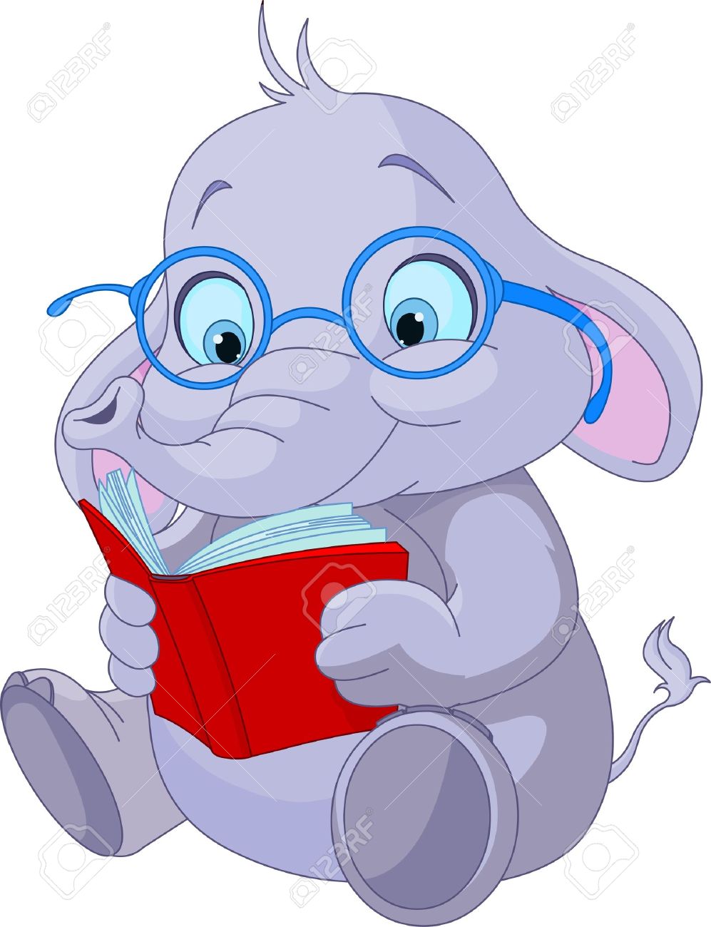 Worksheet Elephant Reading cute elephant with glasses reading a book royalty free cliparts stock vector 18986923
