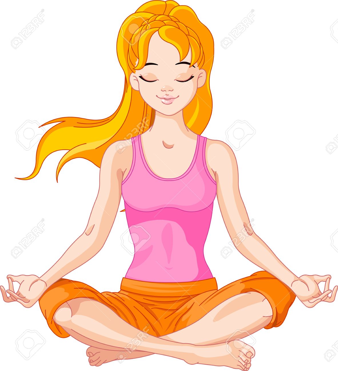 Schone Madchen Tun Yoga Meditation Lizenzfrei Nutzbare Vektorgrafiken Clip Arts Illustrationen Image