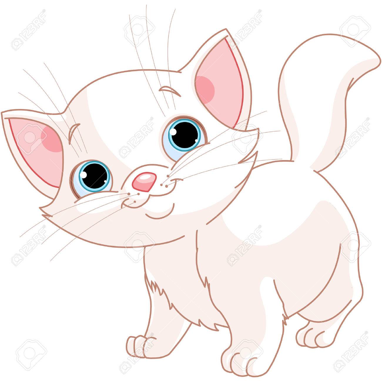 愛らしい白い子猫のイラスト のイラスト素材 ベクタ Image 愛らしい白い子猫のイラスト のイラスト素材 ベクタ Image