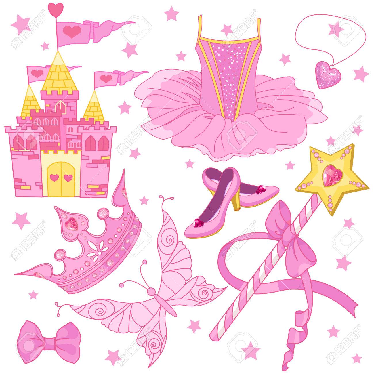 set of princess ballerina accessories royalty free cliparts vectors