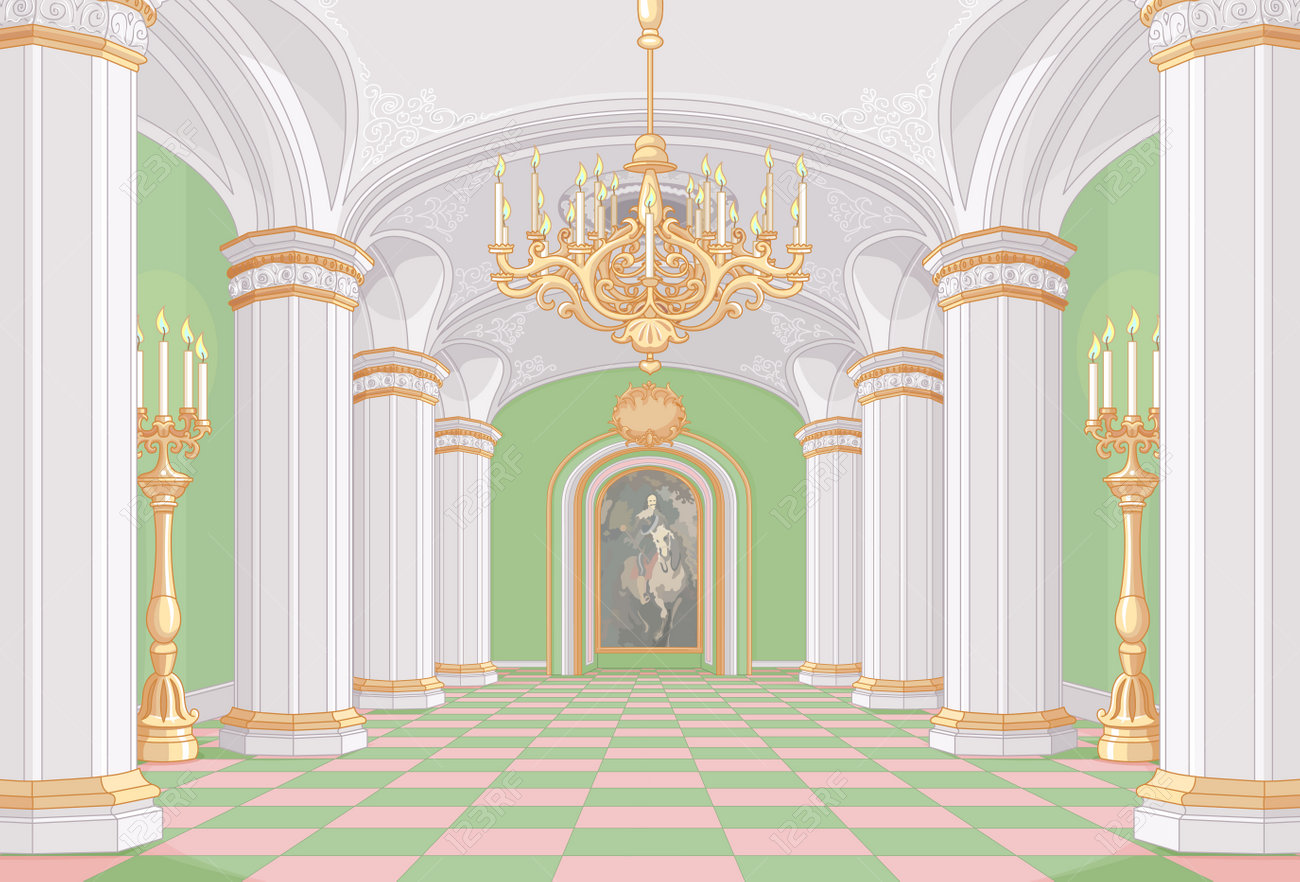 レトロ　宮殿　インテリア　お城　柱2本 宮殿のホールのイラストのイラスト素材・ベクター Image 67828624