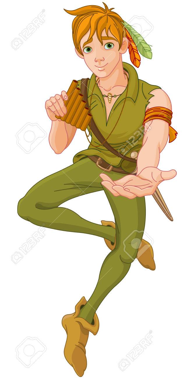 boy wearing peter pan costume extends a hand royalty free cliparts