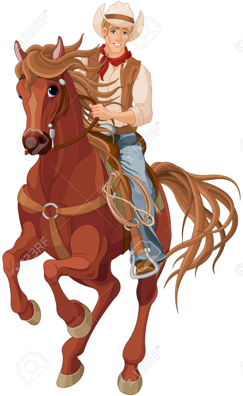 馬の乗馬のカウボーイのイラスト のイラスト素材 ベクタ Image