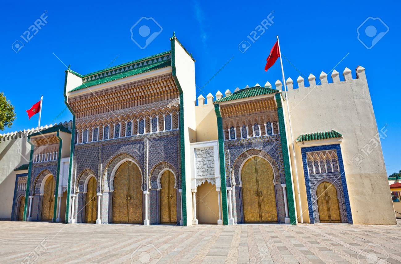 Old Golden Doors of the Royal Palace in Fes, Morocco. - 9228281 Old Golden Doors of the Royal Palace in Fes, Morocco. - 9228281