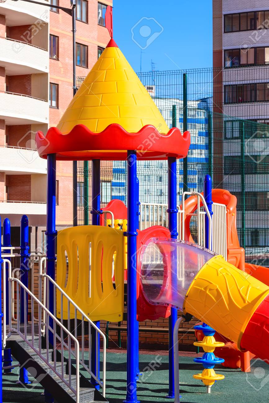 children s entertainment during the winter slide stock photo