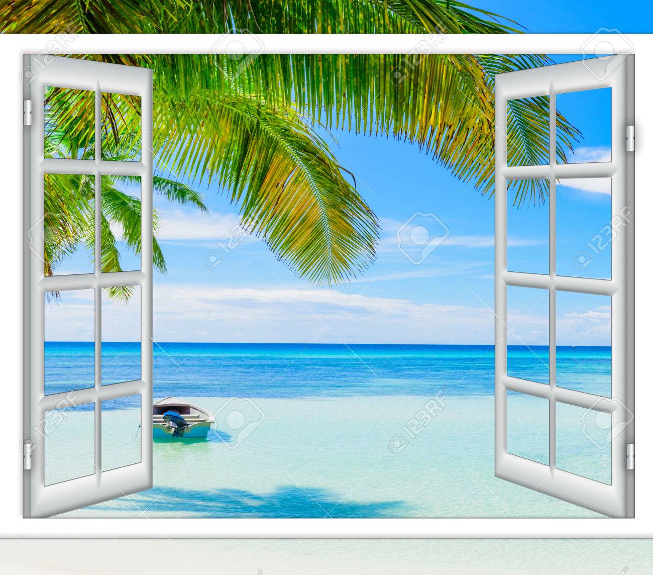 open window view of the sea good weather summer - 68130028 open window view of the sea good weather summer - 68130028