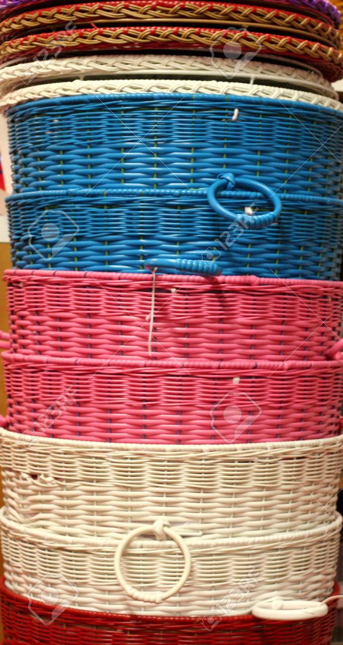 a stack of colorful