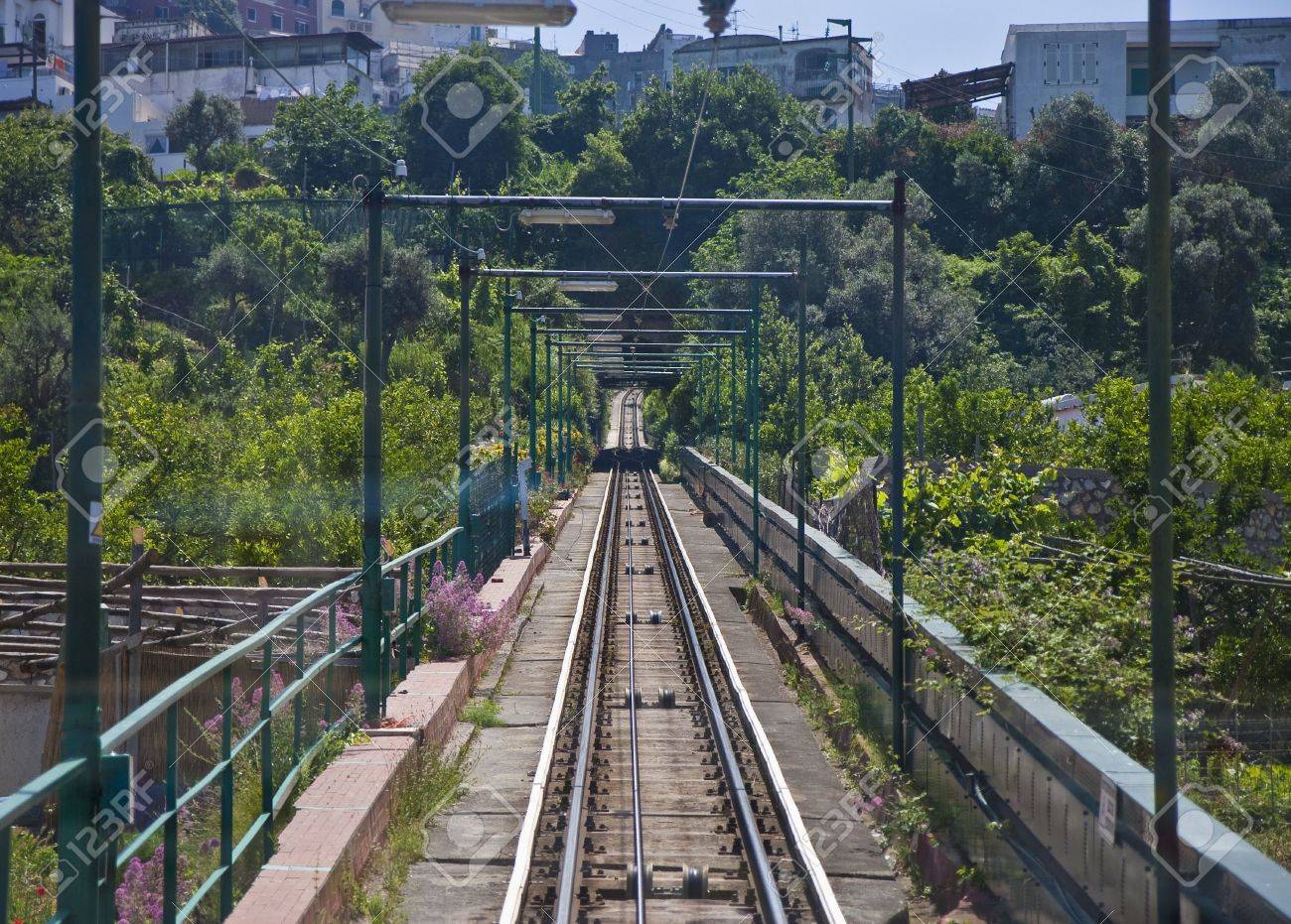 Tracks On The Funicular In Capri Italy Down The Hill Stock Photo Picture And Royalty Free Image Image 5431633