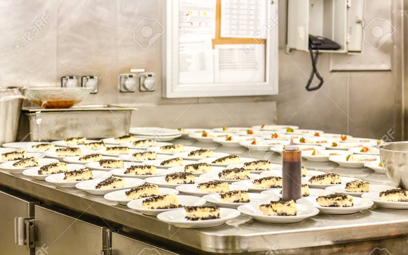 Sauce Bottle For Dessert Prep Area In Commercial Kitchen Stock