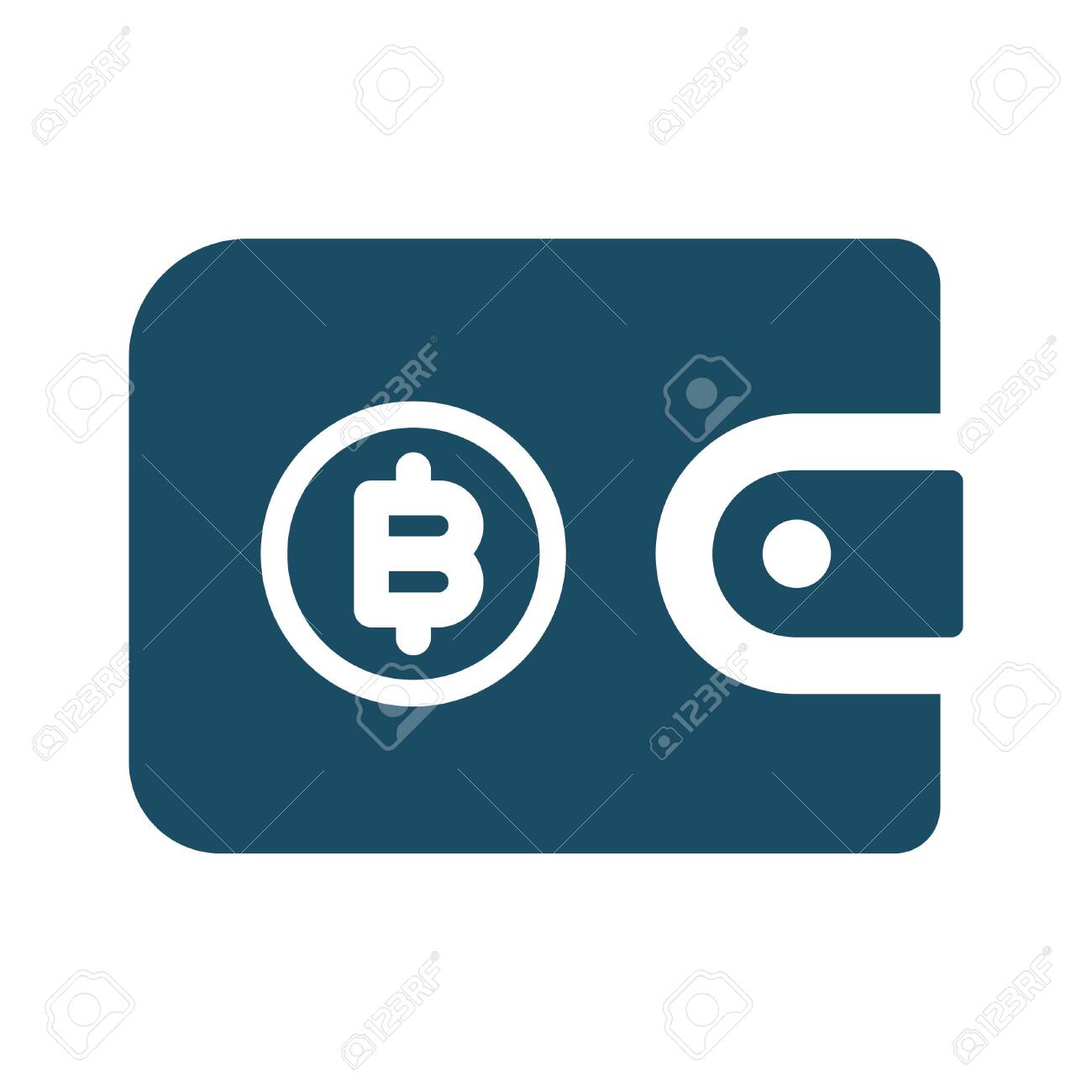High Quality Dark Blue Flat Bitcoin Wallet Icon.Block Chain, Digital Money,  Crypto Currency. Useful For Web Site, Banner, Greeting Cards, Apps And  Social Media Posts. Stock Photo, Picture and Royalty Free Image.