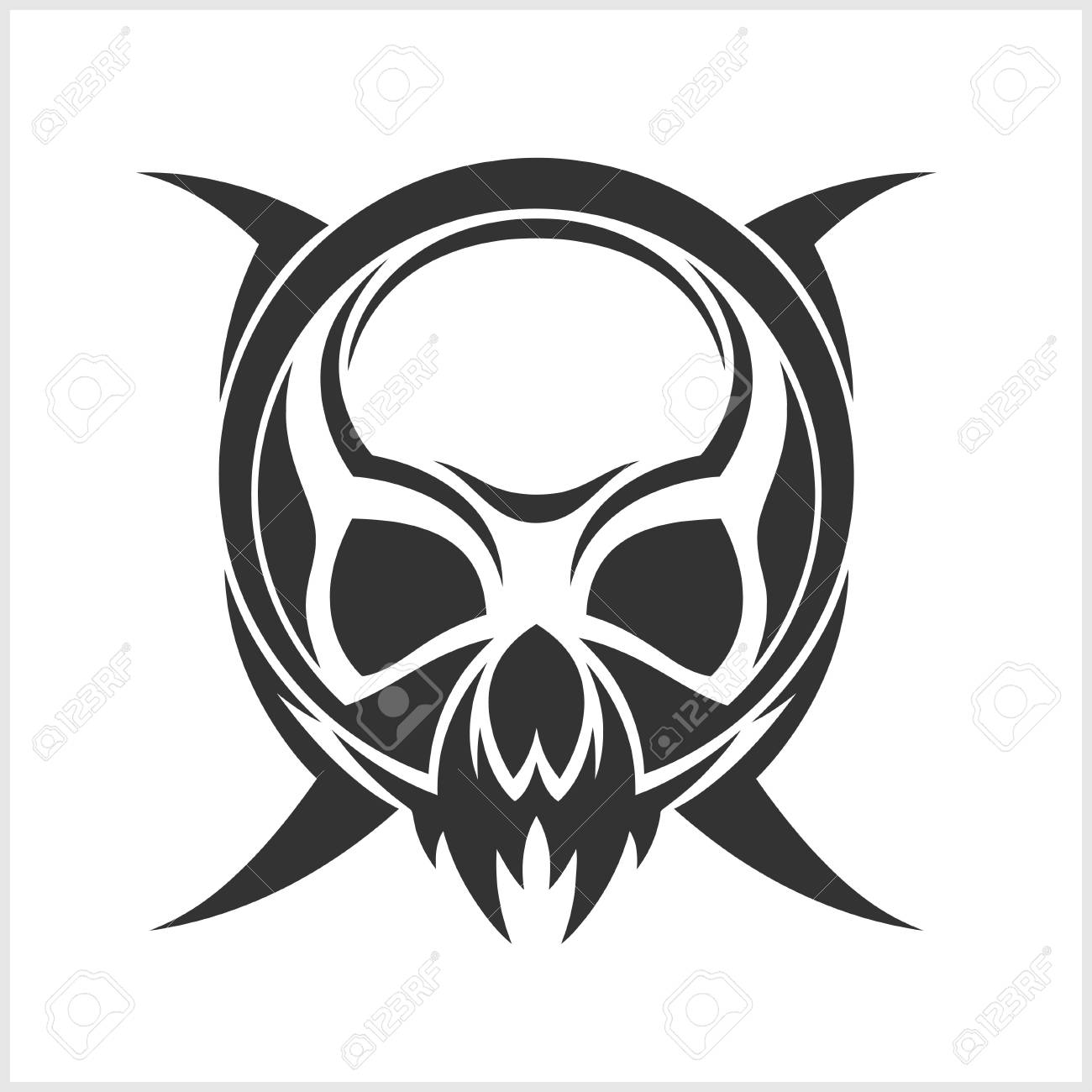 鬼怖いスカル ホワイト バック グラウンドの分離 のイラスト素材 ベクタ Image