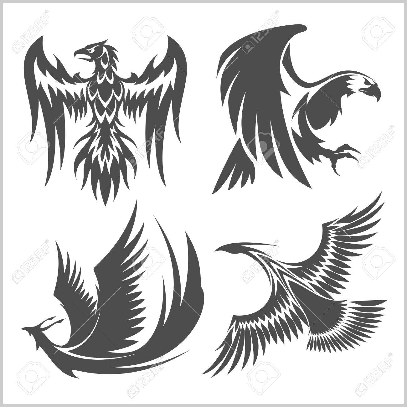 Flying Eagle, Peacock And Pheasant Vector For Heraldic Or Tattoo Design  Royalty Free SVG, Cliparts, Vetores, e Ilustrações Stock. Image 61426300., image size:1300x1300