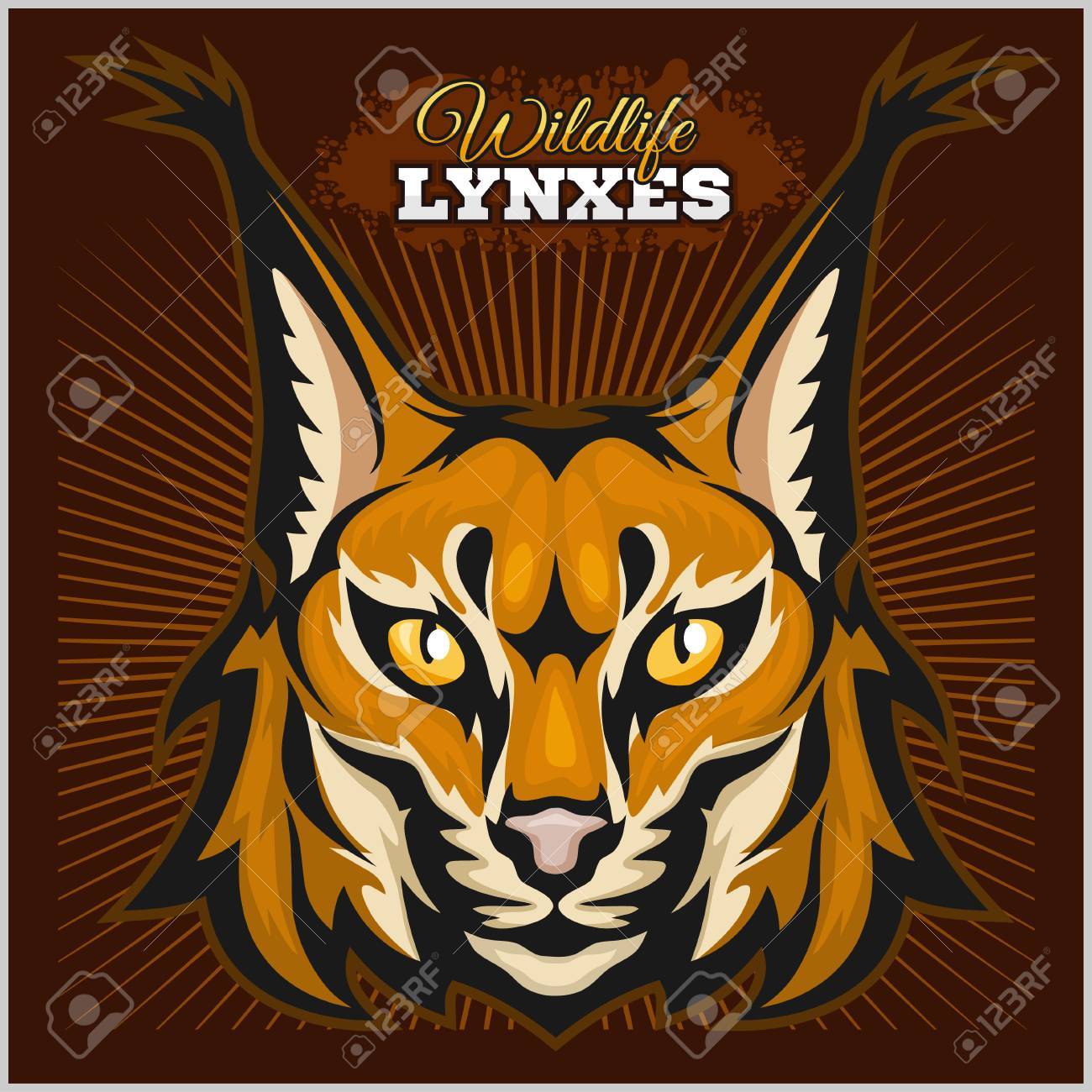 リングス マスコット ロゴ 暗い背景に Lynx の頭はベクトル イラストです のイラスト素材 ベクタ Image
