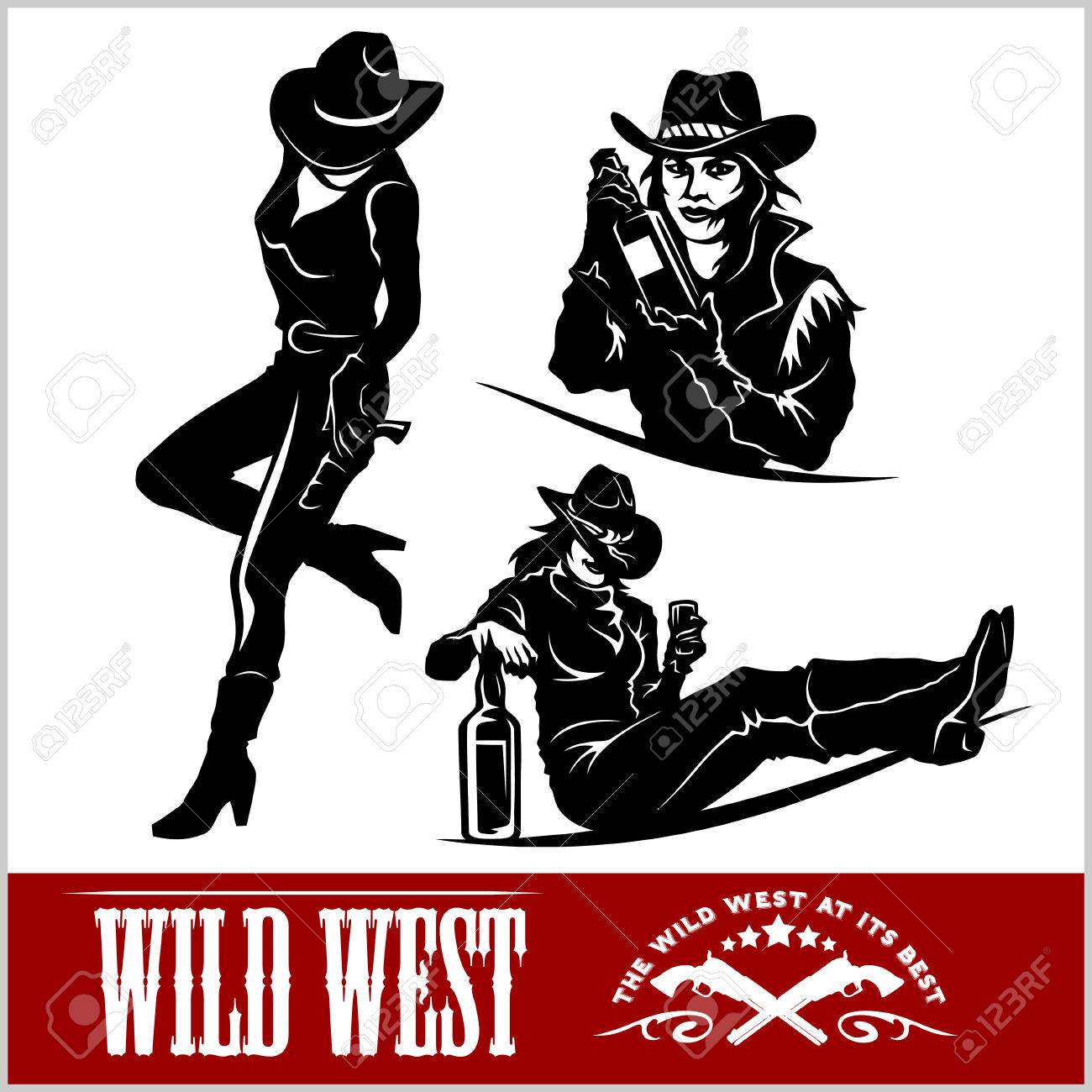 Silhouettes Of Western Cowgirls Vector Illustration Royalty Free SVG,  Cliparts, Vectors, and Stock Illustration. Image 83618988., image size:1300x1300