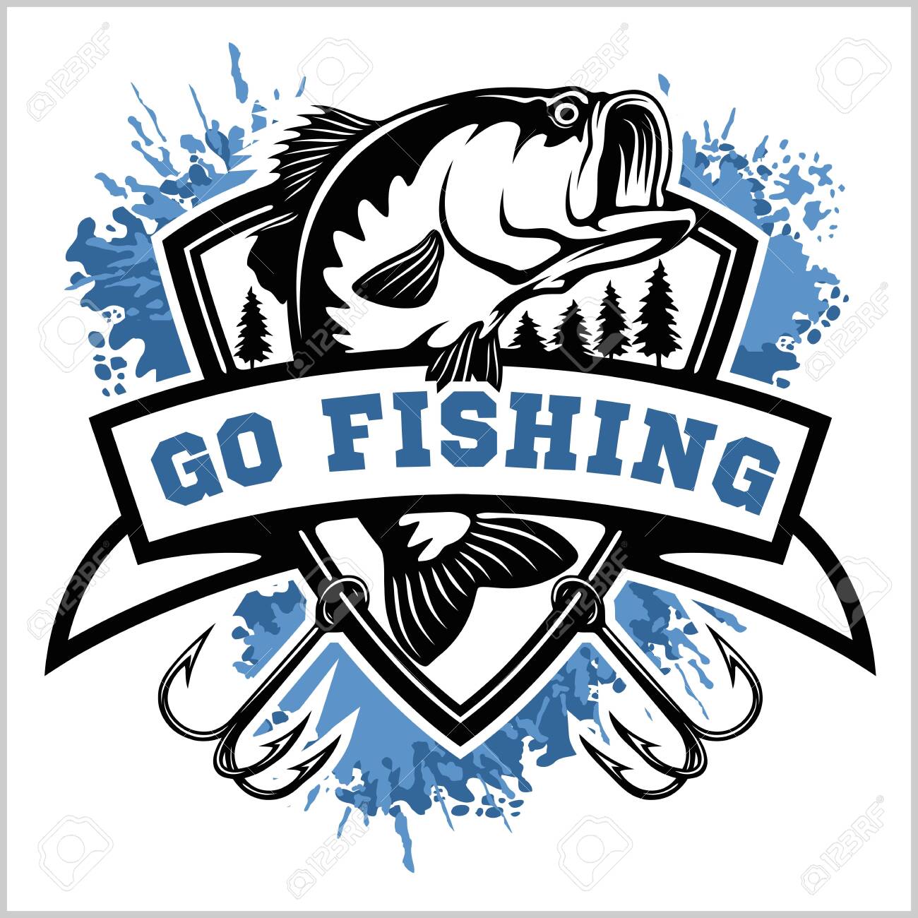 Fishing Logo Bass Fish With Template Club Emblem Fishing Theme