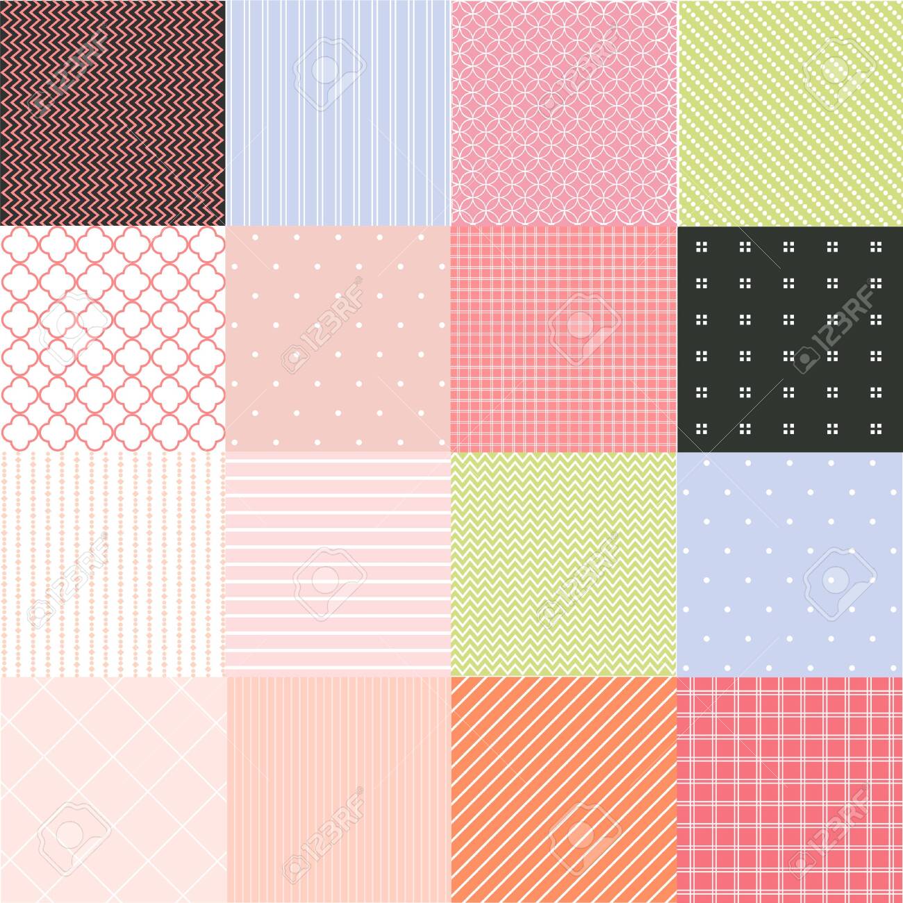 Seamless patterns with fabric texture - 130945346 Seamless patterns with fabric texture - 130945346