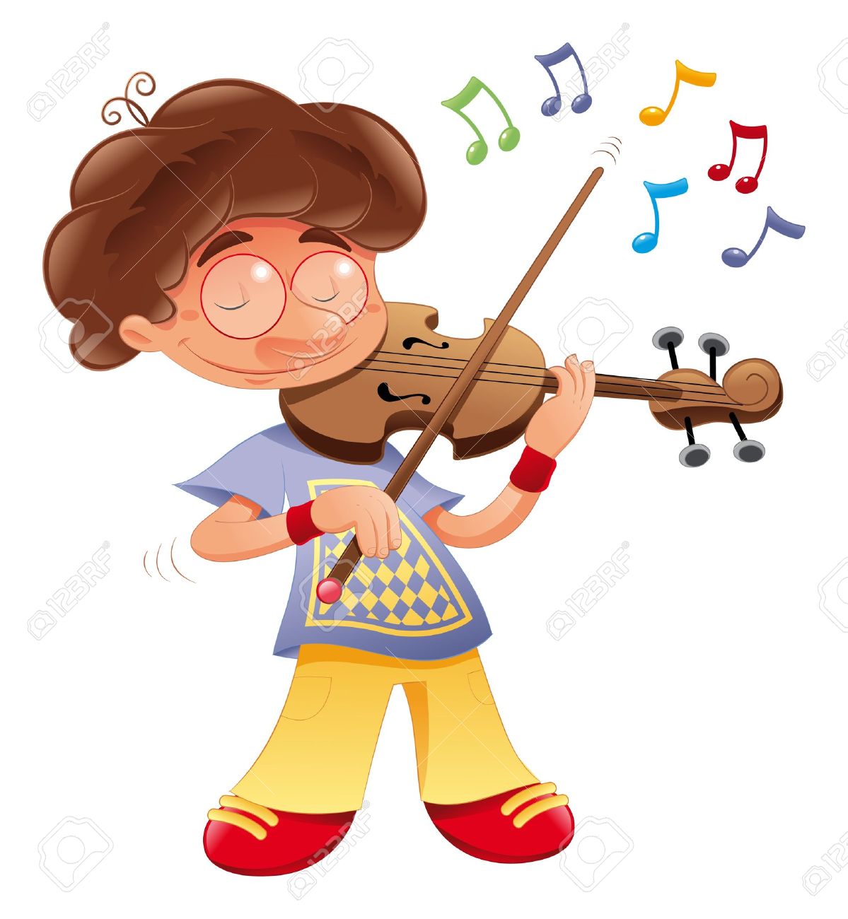Bebe Musicien Personnage De Dessin Anime Vecteur Isole Clip Art Libres De Droits Vecteurs Et Illustration Image