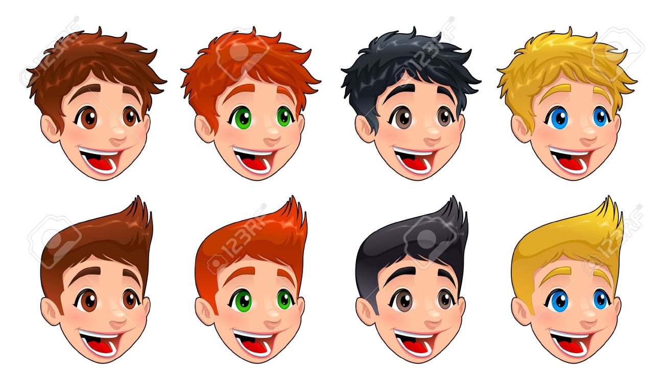 Faces Of Boys Different Types Of Hairstyles And Colors Vector Royalty Free Cliparts Vectors And Stock Illustration Image 17905712