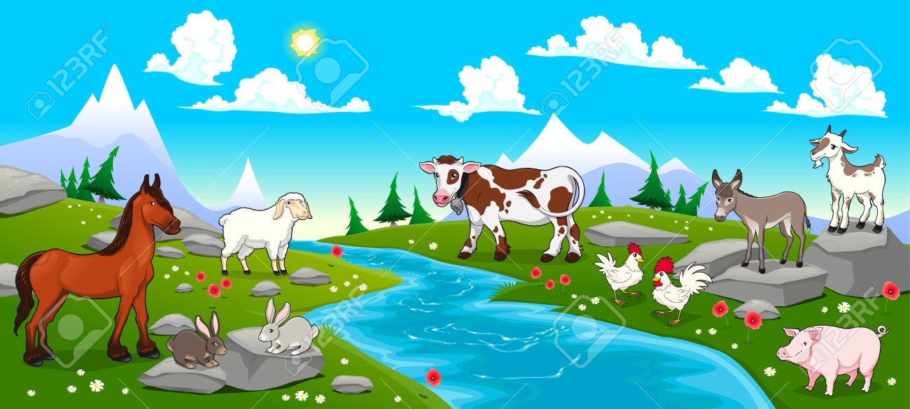 Image result for animated river with animals