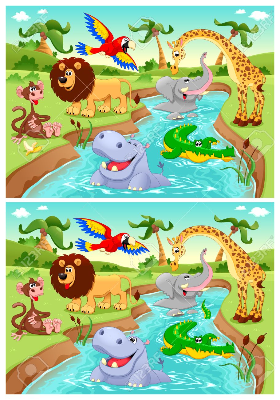 違いを見つけます 2 つの画像 ベクトルや漫画イラスト間で六つの変更 のイラスト素材 ベクタ Image