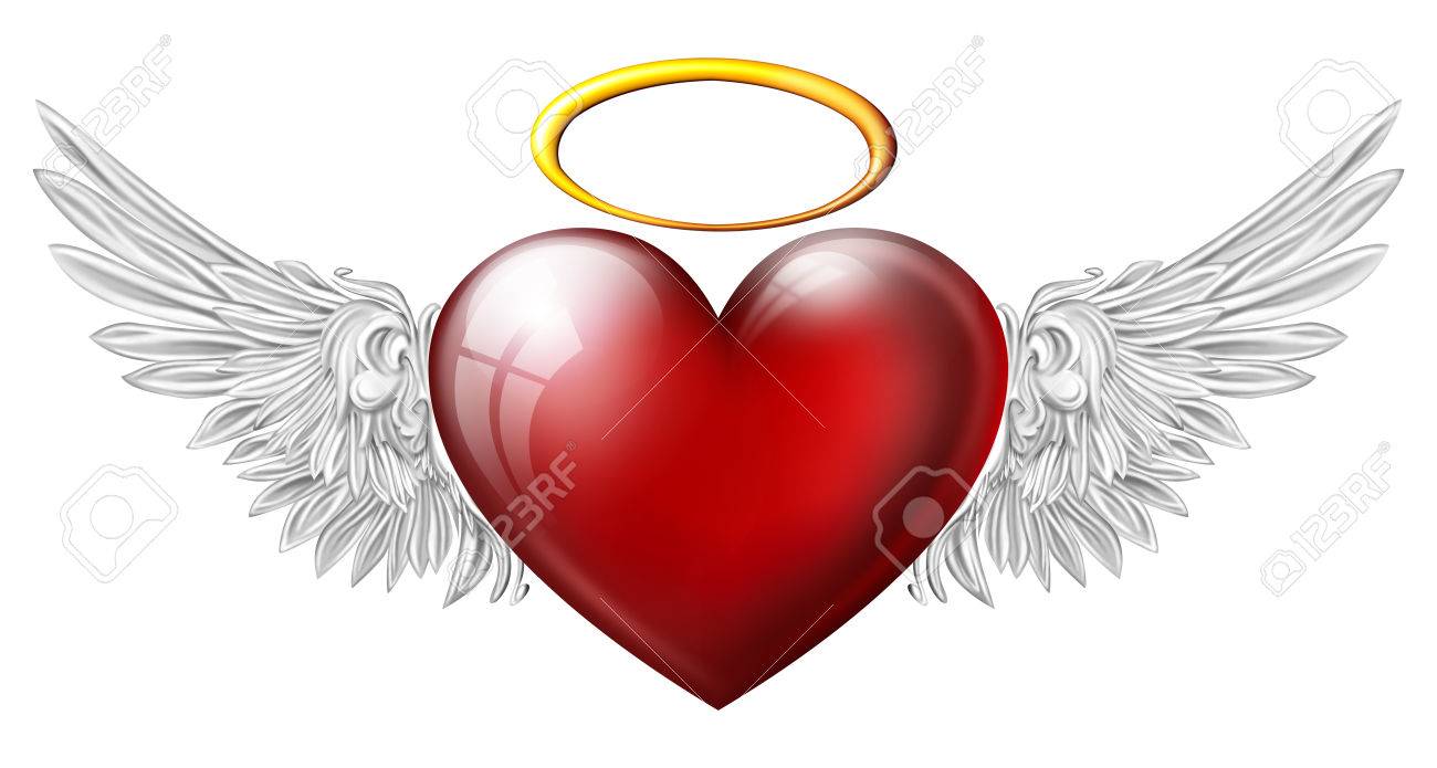 Heart With Angel Wings Isolated On White Background Stock Photo, Picture  and Royalty Free Image. Image 29012547., image size:1300x695