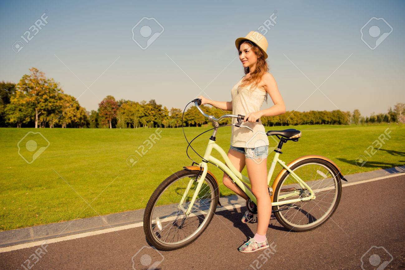 cute girl on bike