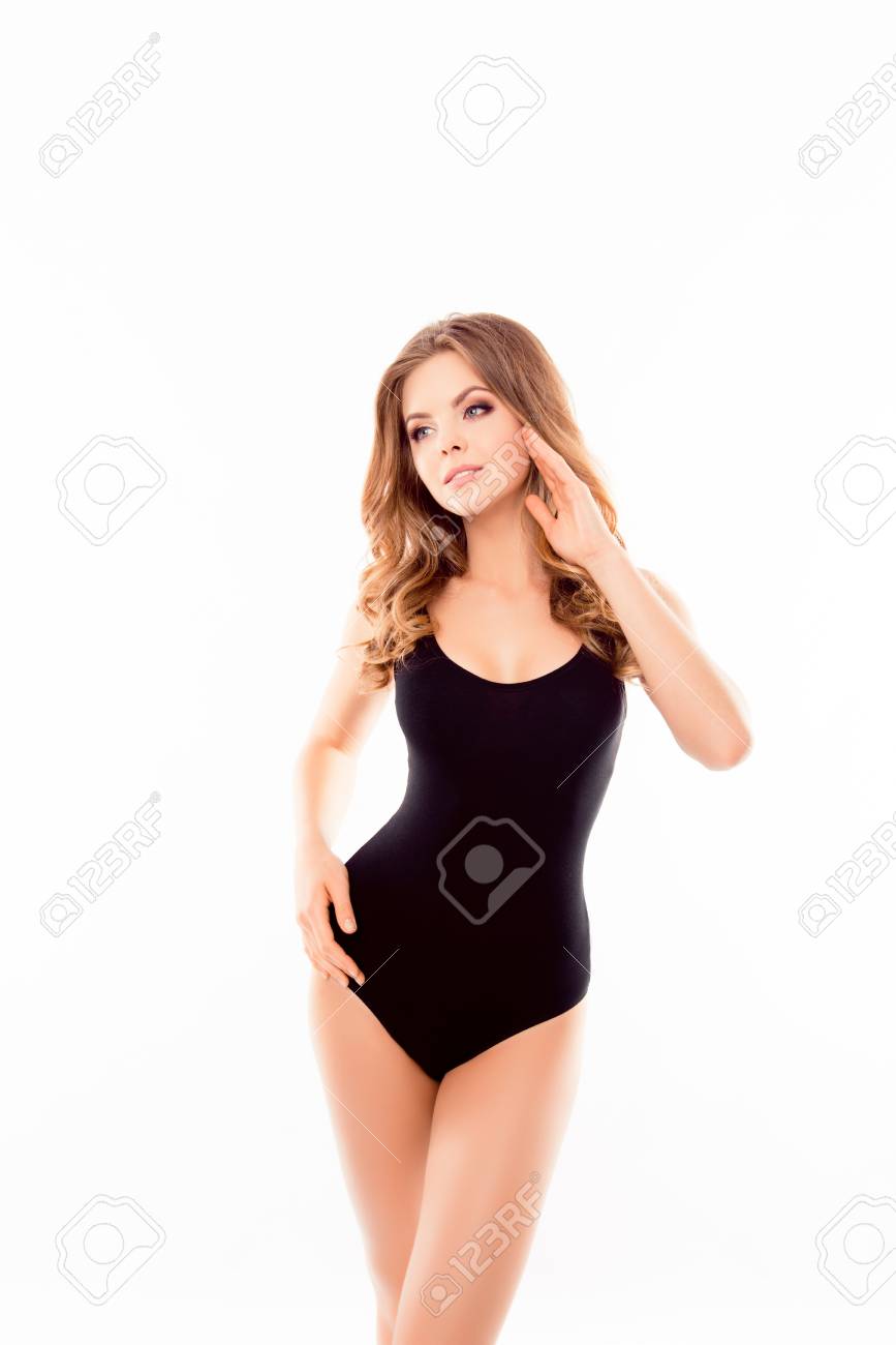 Girl in black swimsuit Clearance