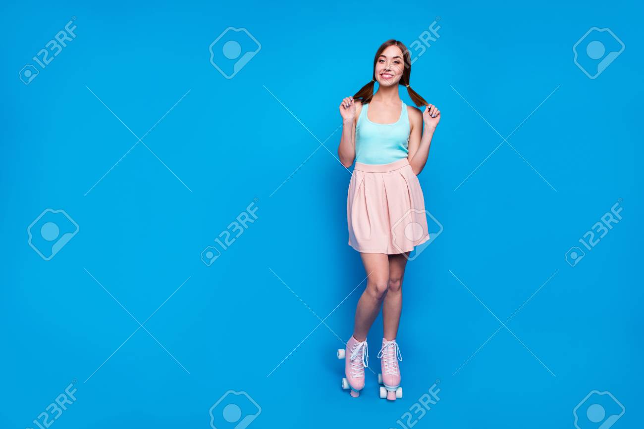 Full Length Body Size Photo Funky Beautiful She Her Lady Excited
