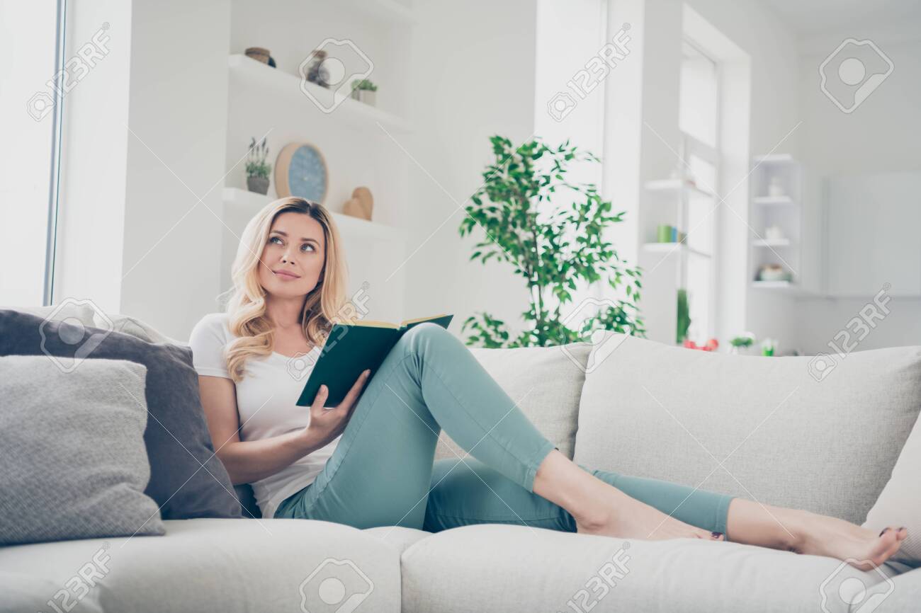 Wife Lady Relaxing Lying Comfy Couch