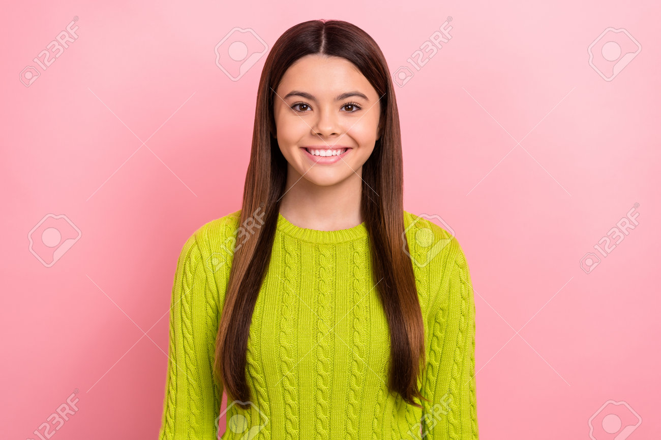 Portrait Of Cheerful Friendly Person Beaming Smile Have Good Mood Isolated  On Pink Color Background Stock Photo, Picture and Royalty Free Image. Image  198260502., image size:1300x867