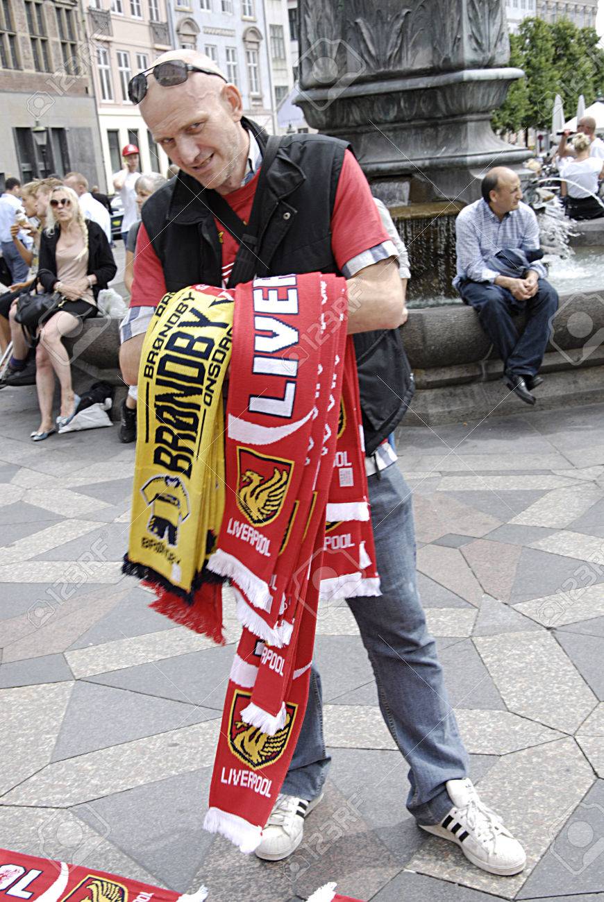 copenhagen denmark english man selling liverpool fans accessories