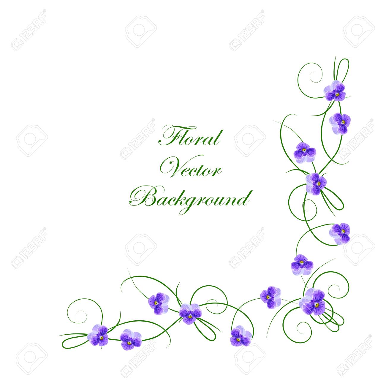 花のベクトルの背景 あなたのデザインで使用するため紫の花を持つコーナー フレーム のイラスト素材 ベクタ Image
