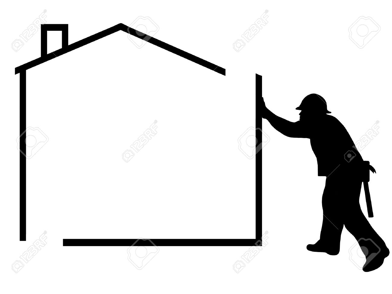 家を建てる人のシルエット のイラスト素材 ベクタ Image 家を建てる人のシルエット のイラスト素材 ベクタ Image