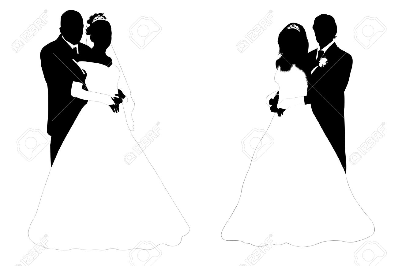 Wedding Couple Silhouette Royalty Free SVG, Cliparts, Vectors, And ...