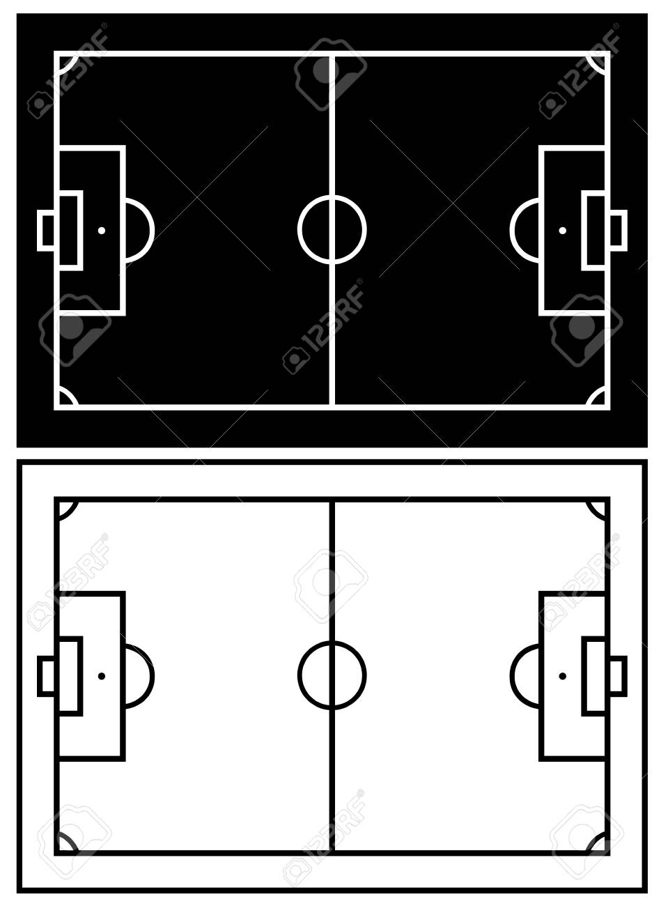 Terrain De Football Noir Et Blanc Isole Sur Blanc Clip Art Libres De Droits Vecteurs Et Illustration Image