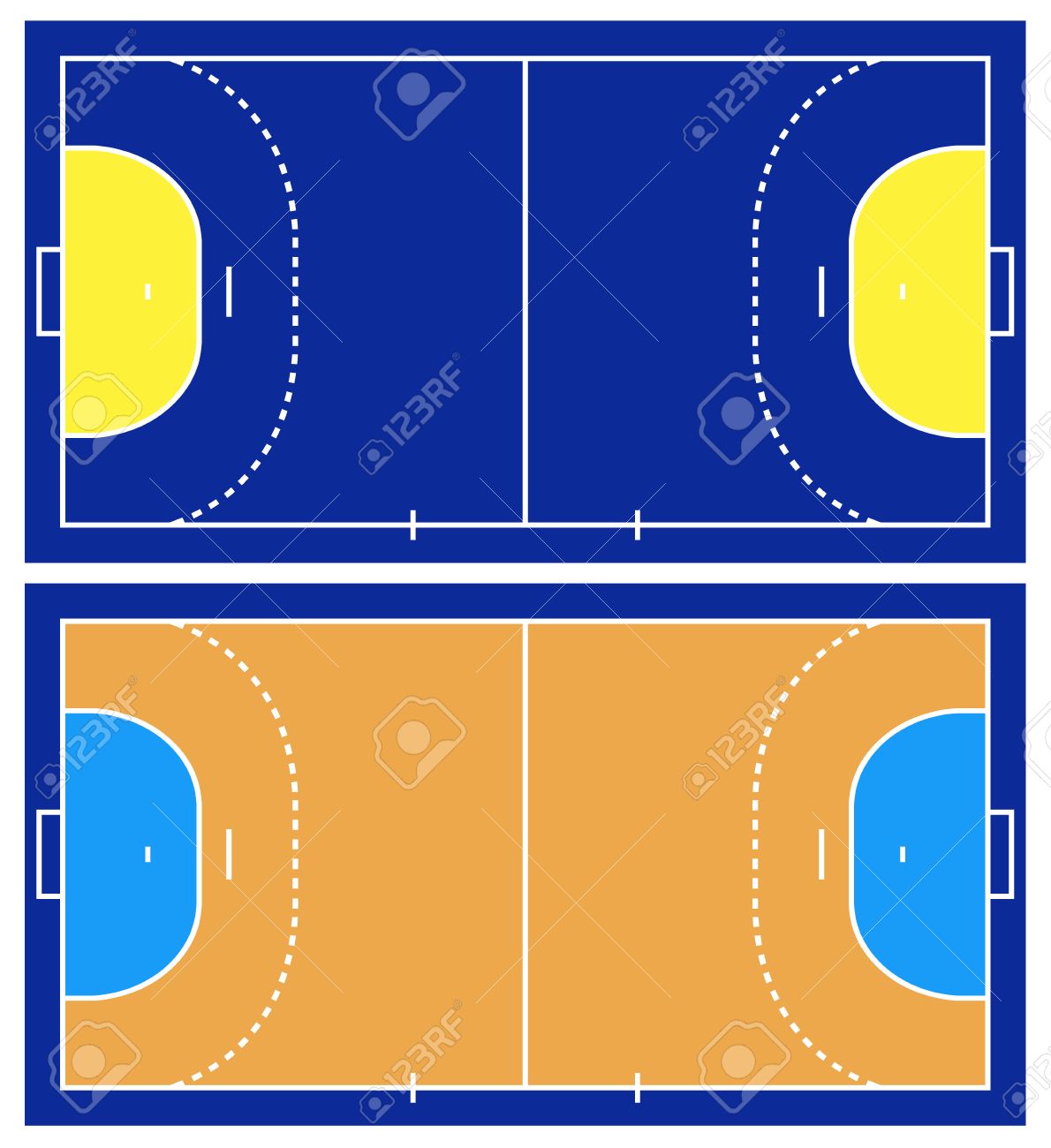 白で隔離ハンドボール コート のイラスト素材 ベクタ Image