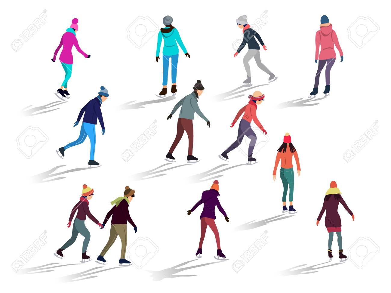 Crowd Of People Skating On Ice Rink Outdoor Activities. Group Of Male And  Female Flat Cartoon Characters Isolated On White Background. Hand Drawn  Style Vector Design Illustrations Royalty Free SVG, Cliparts, Vectors,